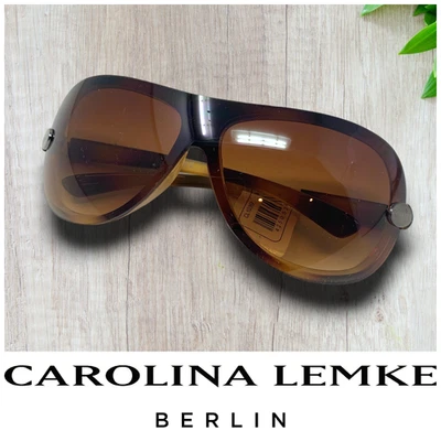 NUEVO Gafas de sol Carolina Lemke envolventes carey lentes marrón humo CL1039 NUEVAS CON ETIQUETAS Foto 1 de 4