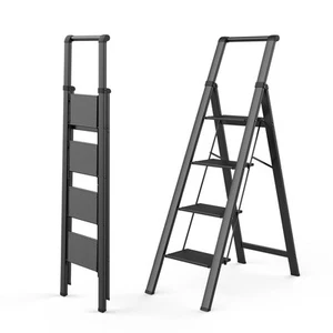 4 Step Ladder, Ladders for Home, Anti-Slip Pedals, Aluminum Step Stool Foldab... - Picture 1 of 7