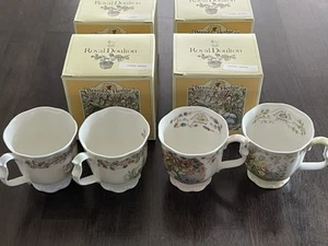 4 Tea Cups 1983 Royal Doulton Brambly Hedge 4 Seasons Boxes Spring Summer Fall - Picture 1 of 24