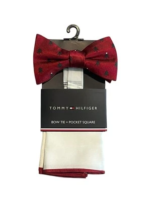 Tommy Hilfiger Bowtie & Pocket Square Set Adjustable Red Trees Bow Tie NWT $69 - Image 1 of 4