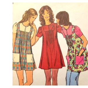 Simplicity 5063 70er Schnittmuster Puffärmel Mini Babydoll Hängerchen-Kleid B34" - Bild 1 von 8
