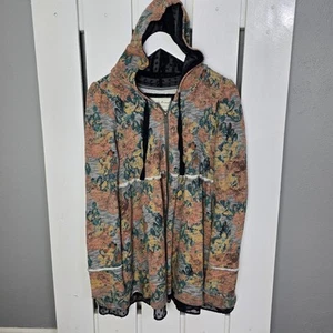 Evy's Tree Floral Trapeze Swiss Dot Lined Hooded Jacket L Boho Cottagecore - Picture 1 of 14