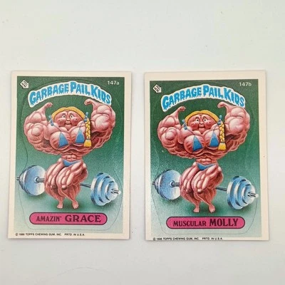 Garbage Pail Kids 147a Muscular Molly 147b Amazing Grace Series 4 1986 Topps - Image 1 of 2