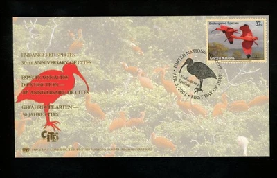 Postal History UN FDC NY #843 UNPA Endangered Species Animal Scarlet Ibis 2003 - Image 1 of 2
