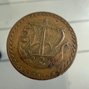 1963 Cyprus 5 Mils Bronze Coin Ship K170 - Picture 1 of 12