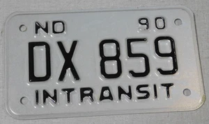 1990 North Dakota in transit license plate - Picture 1 of 1
