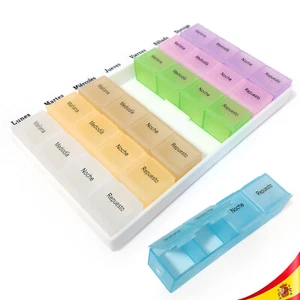 Pill Box Weekly Monday To Sunday Colours Pin for Blind And Colours 28 Cell - Picture 1 of 5