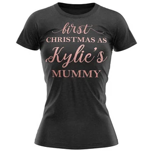 First Christmas as a Mummy T Shirt Funny Her Rose Gold 1st Xmas Womens - Picture 1 of 11