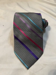 Barcelona Cravatte Houndstooth/Striped 100% Polyester Tie Necktie 59"x3.75" - Picture 1 of 9