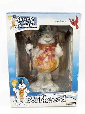 FROSTY the SNOWMAN BOBBLEHEAD Bufanda Tejida Escoba de Madera Navidad VACACIONES 2002 Foto 1 de 4