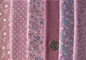 6 CUATRO GRUESOS DE TELA DE MUÑECA ANTIGUA EDREDÓN FLORAL DE COLECCIÓN #20-B hecha en EE. UU. - Imagen 1 de 2