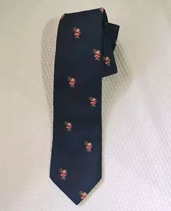Woolf Brothers Christmas Santa Claus Necktie Navy Blue Vintage Polyester - Picture 1 of 5