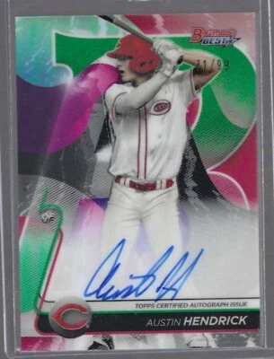 AUSTIN HENDRICK 2020 BOWMANS BEST GREEN REFRACTOR PROSPECT AUTO #D 71/99 - Image 1 of 2