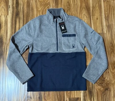 NEU Spyder Herren Half Zip Fleece gefütterter Pullover Größe M grau und marineblau (UVP $ 129) - Bild 1 von 4
