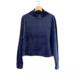 Prana NWT Phoenix Pullover Navy Blue Size Large Turtleneck Semi Cropped Velvet - Picture 1 of 8