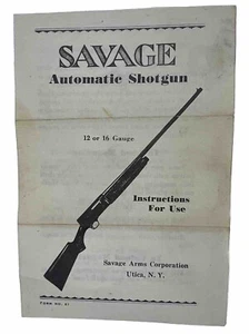 Savage Automatic Shotgun Instruction Sheet Vintage Manual - Bild 1 von 3