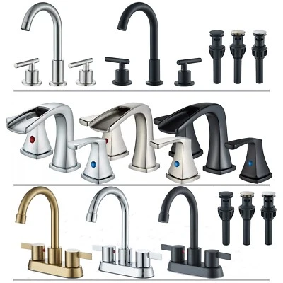 Luxury 8"Widespread Bathroom Sink Faucet Basin 3 Hole Waterfall Vanity Mixer Tap - Image 1 of 3