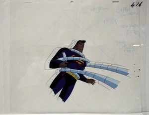 SUPERMAN ANIMATED Series OPC WARNER BROS Prod ANIMATION CEL Superman w Pencils  - Picture 1 of 2