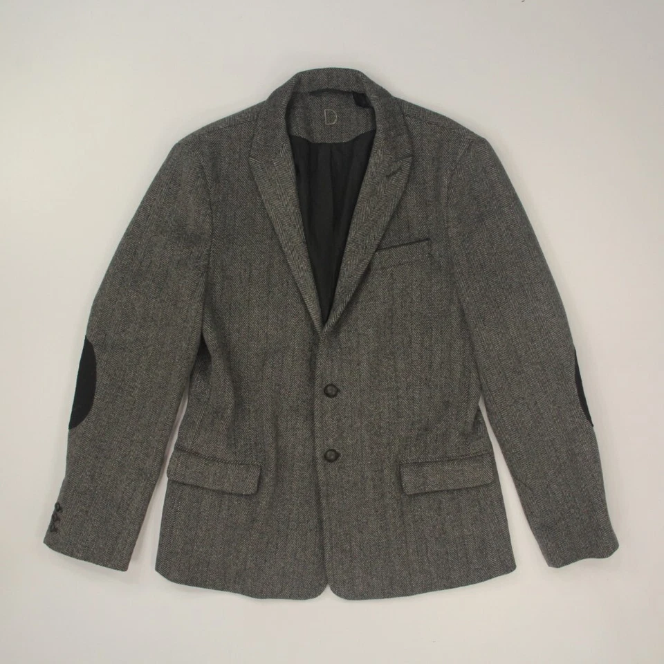 Спортивное пальто блейзер Troy Smith мужское большое в елочку 2 кожаные пуговицы нашивка на локоть - Изображение 1 из 4