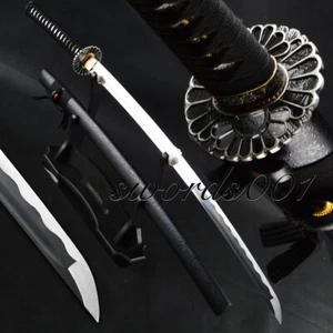 Full Black Japanese Samurai Katana Sword 1060 Carbon Steel Sharp Blade Full Tang - Picture 1 of 12