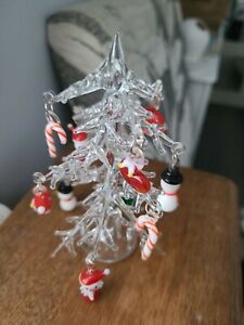 Christmas Miniature Glass Trees With Hanging Decorations And Baubles 