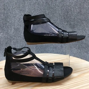 Softwalk Sandals Womens 10 M Cazadero Opens Toe Flats S1904-001 Black Zipper - Picture 1 of 16