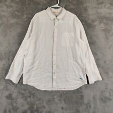 Tommy Bahama Shirt Adult Extra Large White Button Up Linen Preppy Solid Men