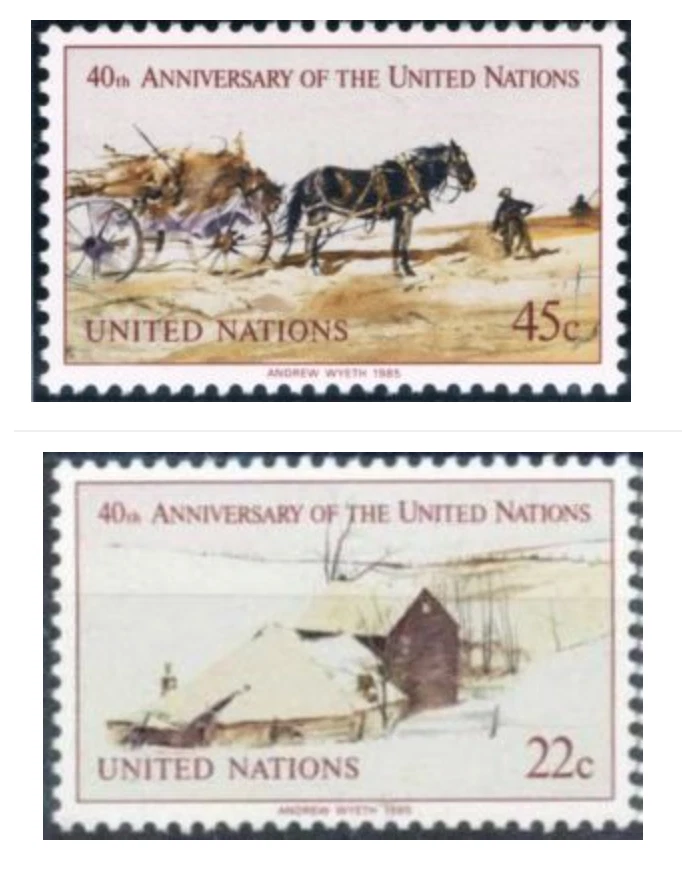 ONU Nueva York #Mi470A-Mi471A MNH 1985 Wyeth Horse Corner Hay [447-448] Foto 1 de 1
