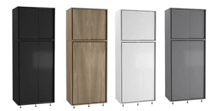 Wardrobe with 4 Sliding Doors Bedroom Storage Closet Hanging Rail Cupboard Unit - Picture 1 of 13
