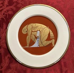 1987 Erte Samson and Delilah Art Deco Mikasa Bone China Display Plate Red Gold - Picture 1 of 4