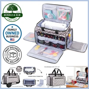 Estuche para máquina de coser bolsa de viaje de nailon a lunares con almacenamiento de relleno - Imagen 1 de 10