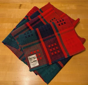 Handwoven Table Runner Blue and Red Cotton Kanchan for Mango India - Picture 1 of 3