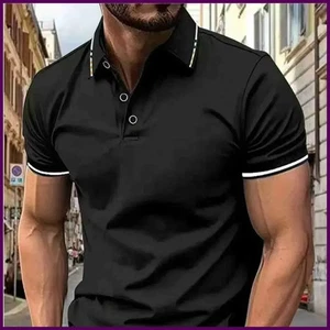 Polo uomo estiva casual moda manica corta uomo manica corta colore. - Foto 1 di 31