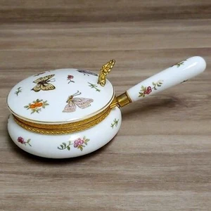 MARIPOSA FLORAL PORCELANA ISCO ANTIGUA PINTADA A MANO MAYORDOMO SILENCIOSO JAPÓN - Imagen 1 de 10