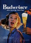 Vintage Drinks Advertisements Beer Budweiser Girl Poster Art Print