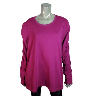 Vero Moda Yola Long Sleeve Blouse 3X 100% Organic Cotton Stretch Pink NWT - Imagem 1 de 4