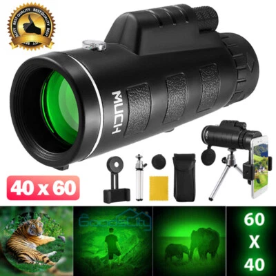 40X60 Monocular Binoculars Night Vision BK4 Prism High Power Waterproof +Tripod  - Image 1 of 4