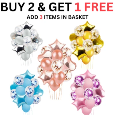 Conjunto Globos Confeti Boda Cumpleaños Corazón Látex Lámina Niños Niño Niña Bebé Fiesta Foto 1 de 2