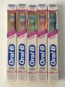 Vtg Oral B 35 Soft Straight Toothbrush Lot of 5 Indicator Bristles 1993 New Pack - Picture 1 of 8