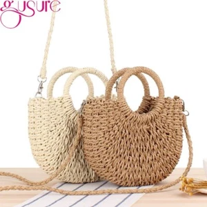 Handmade Women Straw Crossbody Bag Summer, Beach Shoulder Bag, free shipping - Picture 1 of 10