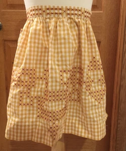 Apron Smocked Handmade Gingham Stitch Yellow White Check Cross Stitch - Picture 1 of 4