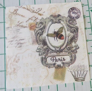 "TRES SERVILLETAS DECORATIVAS DE CÓCTEL para DECOUPAGE ""Abeja de París" - Imagen 1 de 8