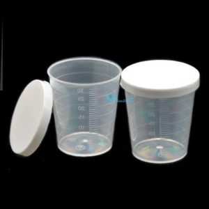 30ml Plastic Measure Graduate Cups Lab Supplies Container Liquid With White Cap - Picture 1 of 5