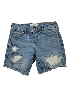 Abercrombie Kids Girls Blue Denim Distressed Fringe Hem 9/10 - Picture 1 of 3