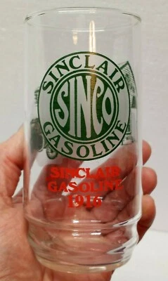 Vintage  SINCLAIR GASOLINE 1916 SINCO TUMBLER DRINKING GLASS THROUGH THE YEARS  - Image 1 of 4
