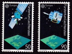 LIECHTENSTEIN #955-956 MNH SATELLITE, OLYMPUS 1 & WEATHER SATELLITE, METEOSAT - Picture 1 of 1