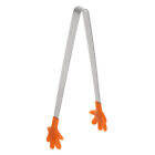 Mini Food Tongs 14.4cm Hand Shape Stainless Steel with Silicon Tips Orange
