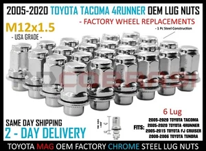 6 Lug 2000-2006 Toyota Tundra -2015+ Tacoma 4 Runner Mag Seat Lug Nuts Chrome - Picture 1 of 7