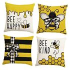  Bee Happy Bee Kind Throw Pillow Covers, 18 x 18 Inch Honey and 18 x 18-Inch