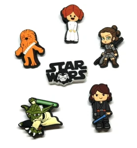Star Wars Disney shoe charms for crocs Set of 6 Yoda Chewbacca Rey Set B - Picture 1 of 8
